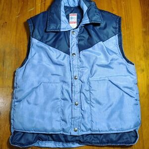 Frostline Kit Vintage Puffer Vest Blue Western Style Snap Front Size S